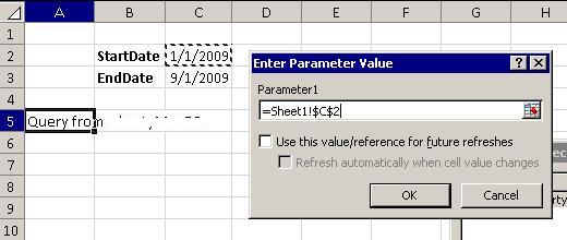 Create Parameterized Excel Refreshable Reports