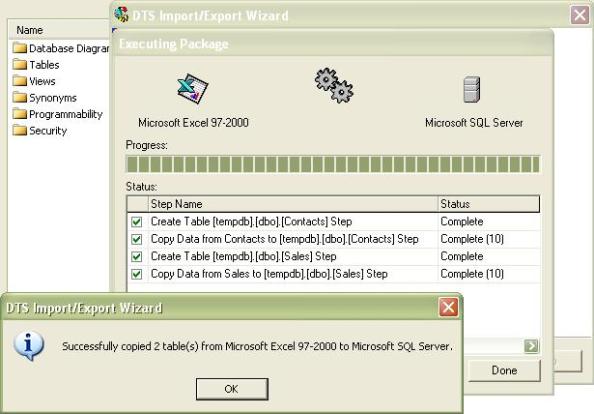 Fig-7 Sources getting copied into SQL tables