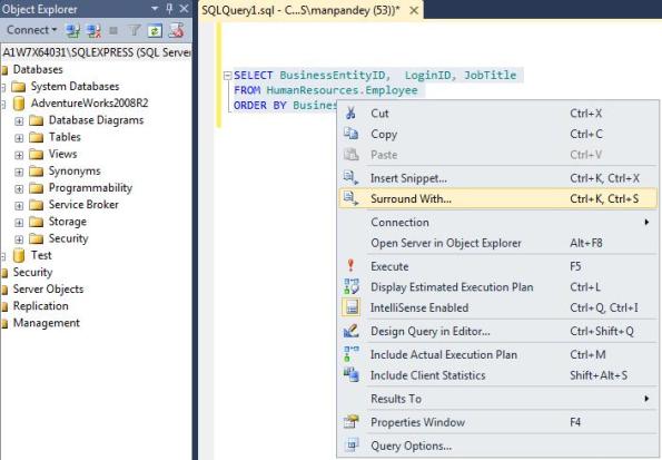 Denali SSMS - Surround With 01 Denali SSMS - Surround With 01