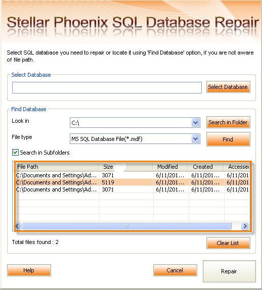Stellar Phoenix SQL Database Repair 2