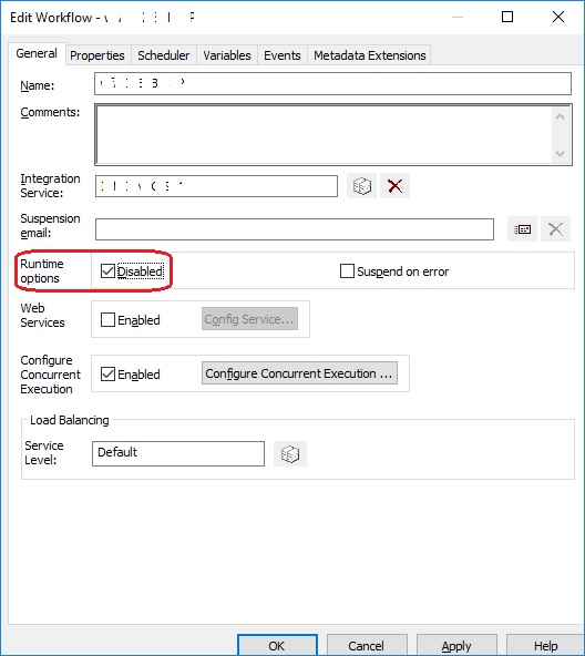 INFA Runtime Options
