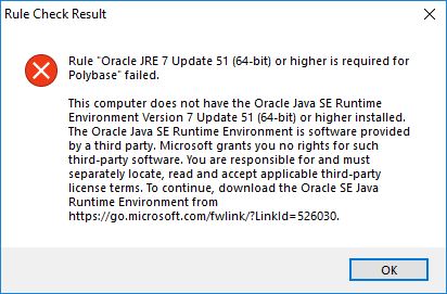 SQL Server 2016 Install Error – Rule “Oracle JRE 7 Update 51 (64-bit ...