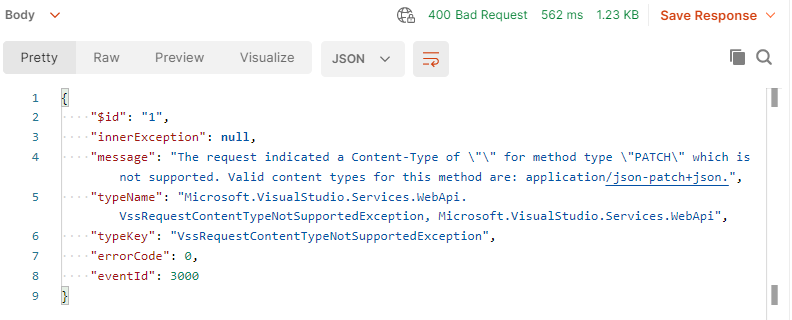 REST API, PATCH request error, Postman – Valid content types for this ...